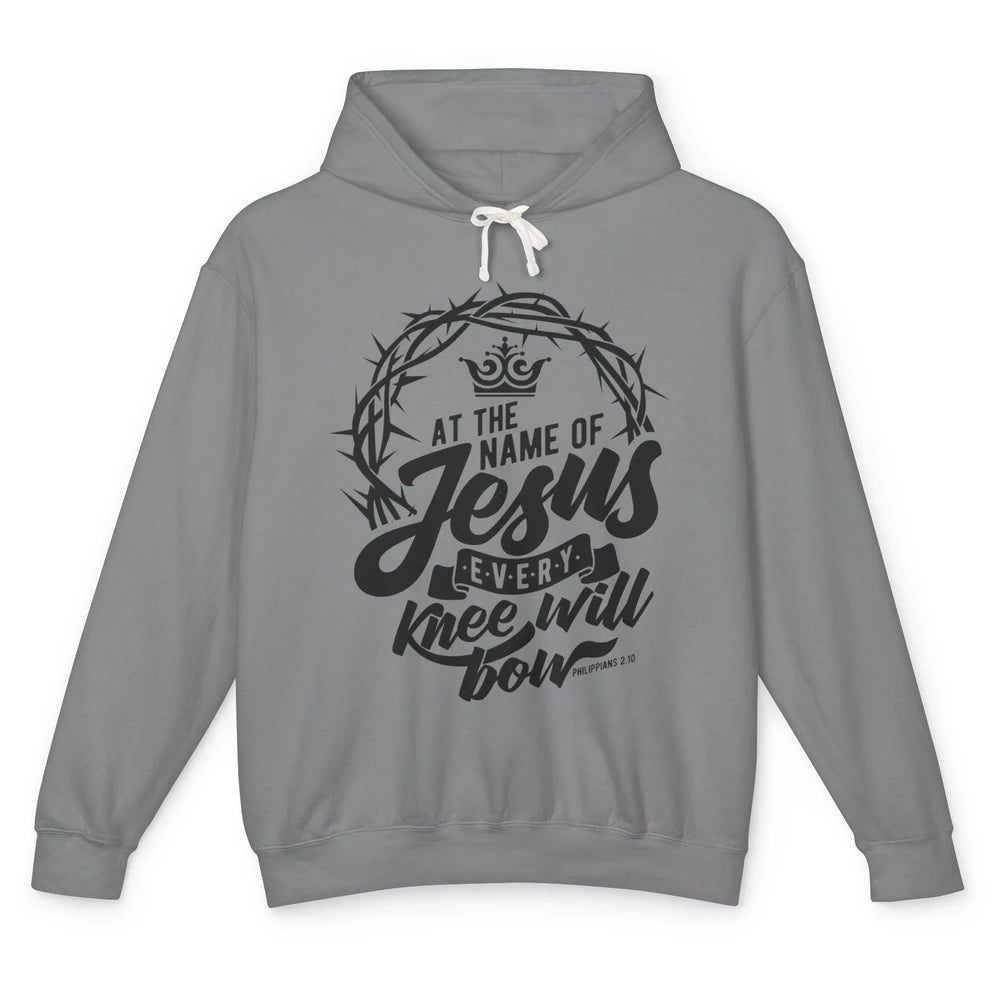 Christian At The Name Of Jesus Every Knee Will Bow Bible Unisex Lightweight Hoodie