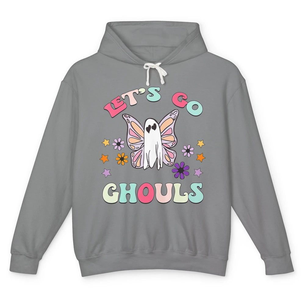 Groovy Let Go Ghouls Retro Floral Boo Spooky Ghost Halloween Unisex Lightweight Hoodie