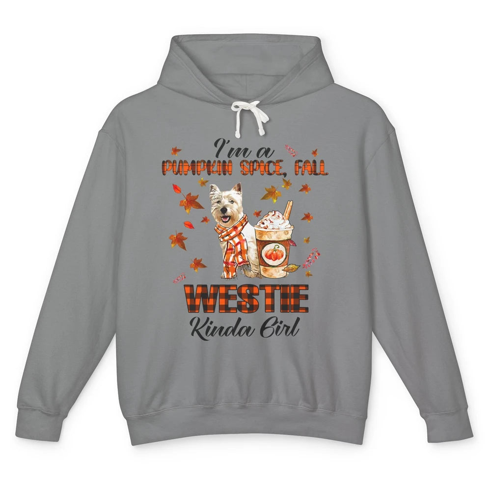 I'm A Pumpkin Spice Fall And Westie Kinda Girl Fall Leaves Unisex Lightweight Hoodie