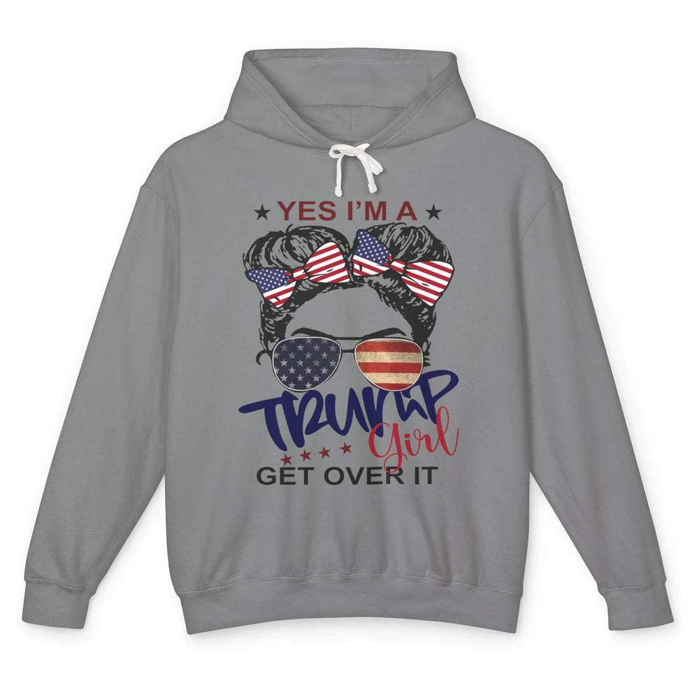 I'm Trump Girl Get Over It US Flag Girl Republican 4th July Unisex Lightweight Hoodie