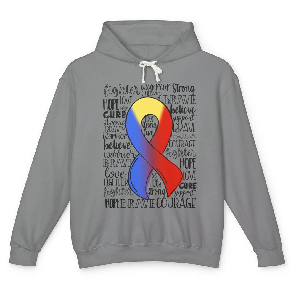 Thoracic Outlet Syndrome Awareness Blue Red Ribbon Hope Love Unisex Lightweight Hoodie