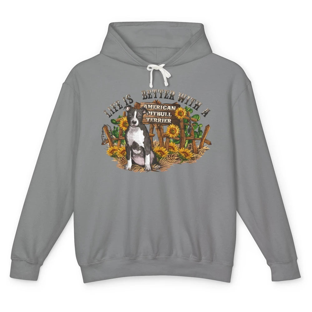 Sunflower Life Is Better With American Pitbull Terrier Mom Unisex Lightweight Hoodie