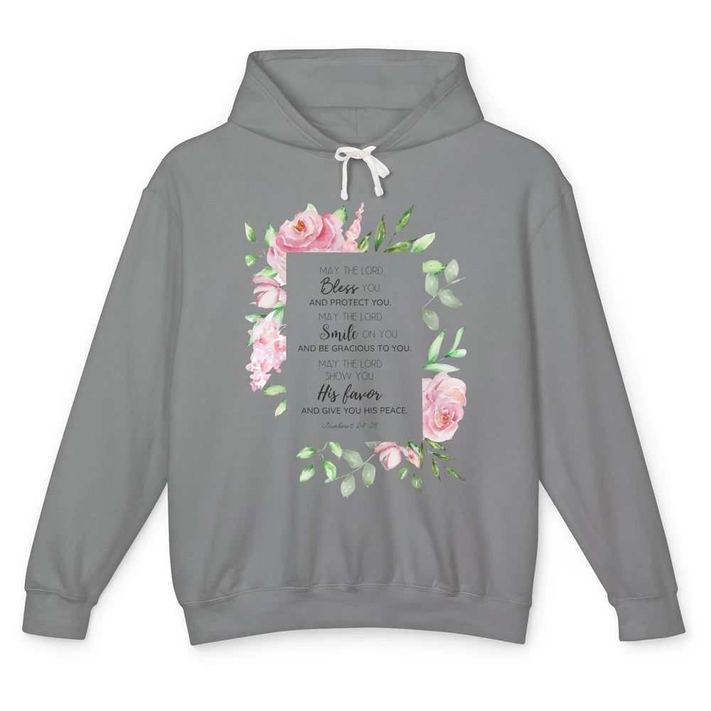 Floral Christian Belief May The Lord Bless You Bible Verse Unisex Lightweight Hoodie