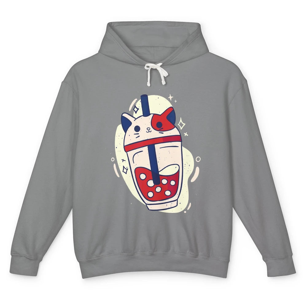 Cute Cat Japanese Boba Tea Cute Bubble Tea Retro Milk Tea Unisex Lightweight Hoodie