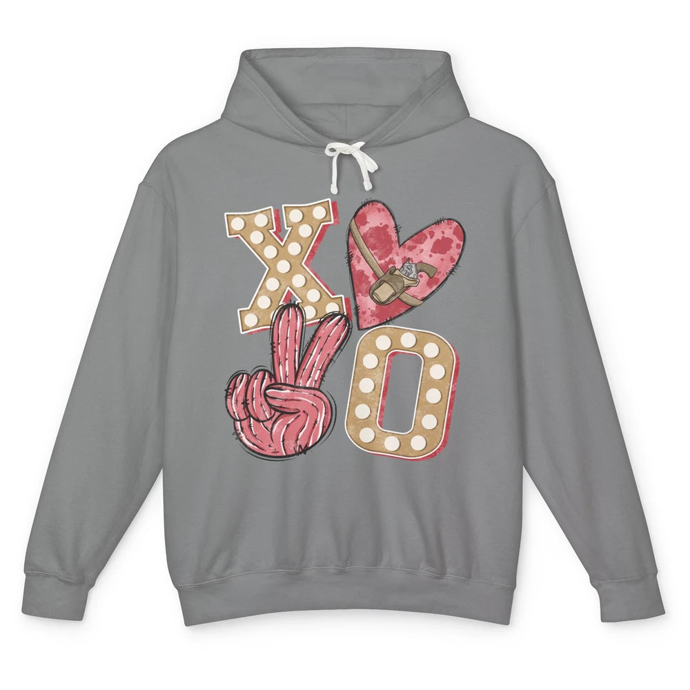 XOXO Hugs And Kisses Leopard Heart Cowboy Love Rodeo Western Country Unisex Lightweight Hoodie