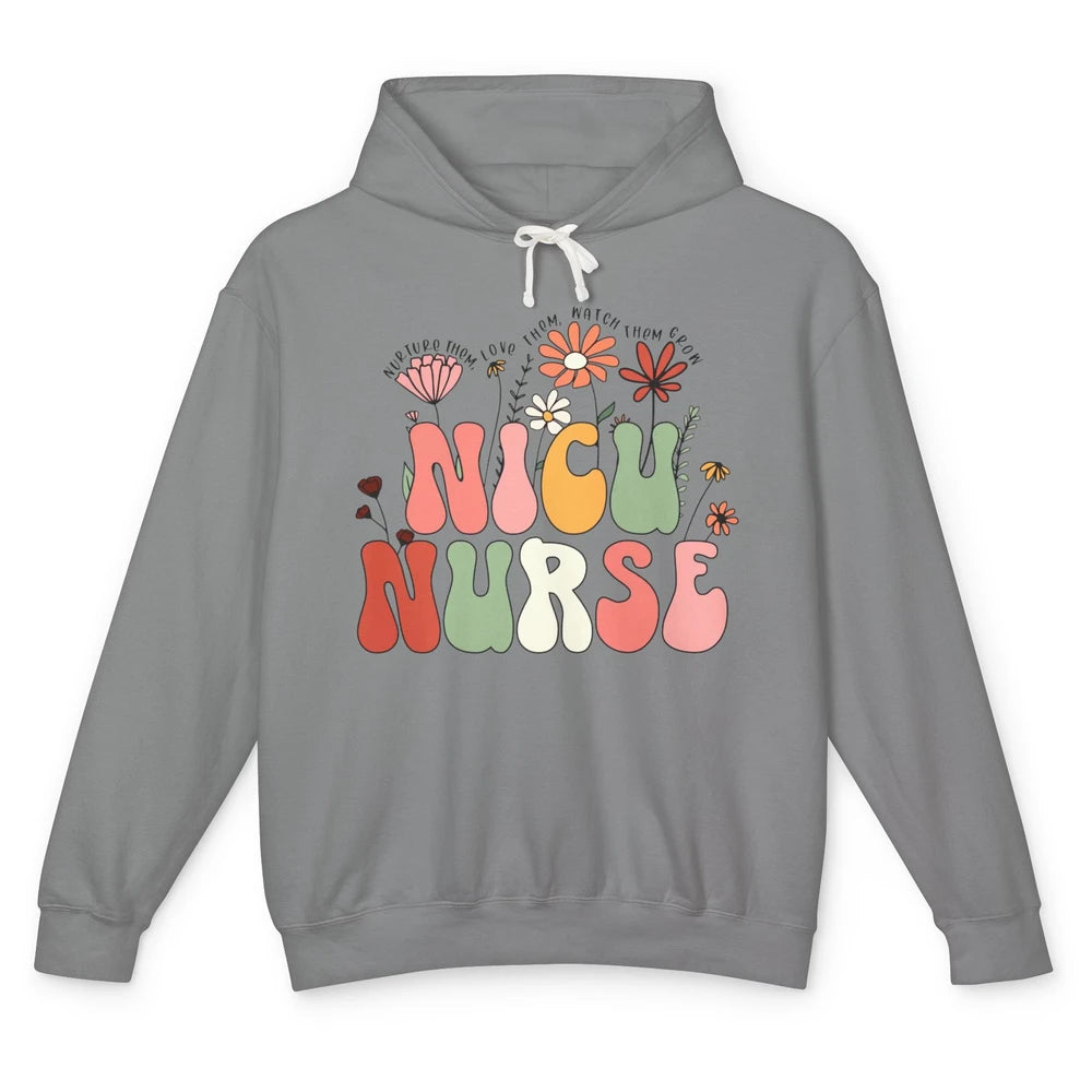 NICU Nurse Wildflower Neonatal Nurse Baby Nurse Appreciation Unisex Lightweight Hoodie