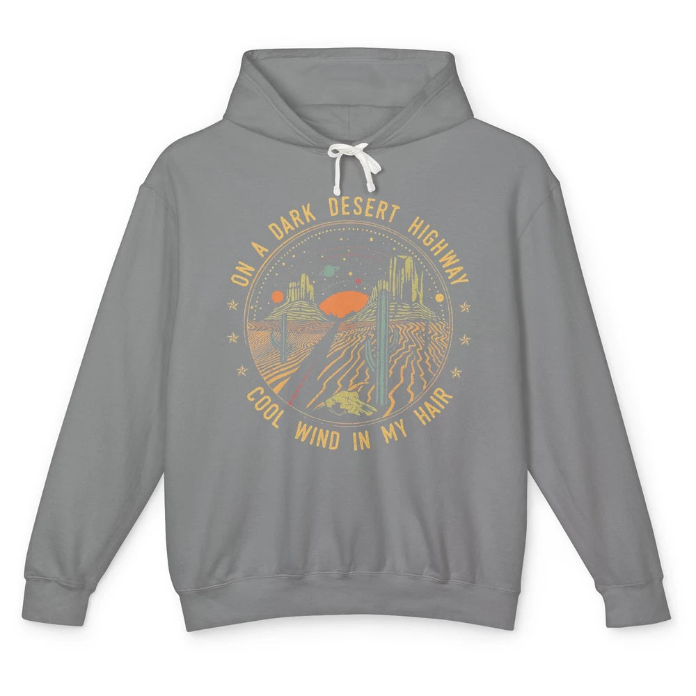 Adventure Camping Retro Dark Desert Highway Travel Gift Unisex Lightweight Hoodie