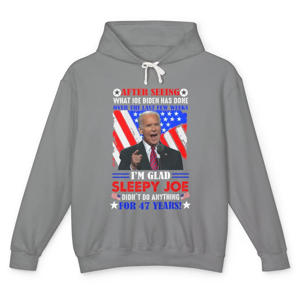 US Flag Joe Biden Didn't Do Anything 47 Years Anti Liberals Unisex Lightweight Hoodie