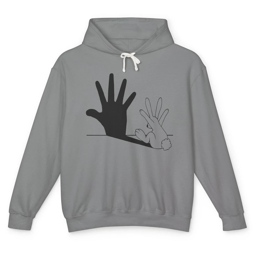 Rabbit Hand Shadow Funny Life Jokes Funny Rabbit Bunny Lover Unisex Lightweight Hoodie