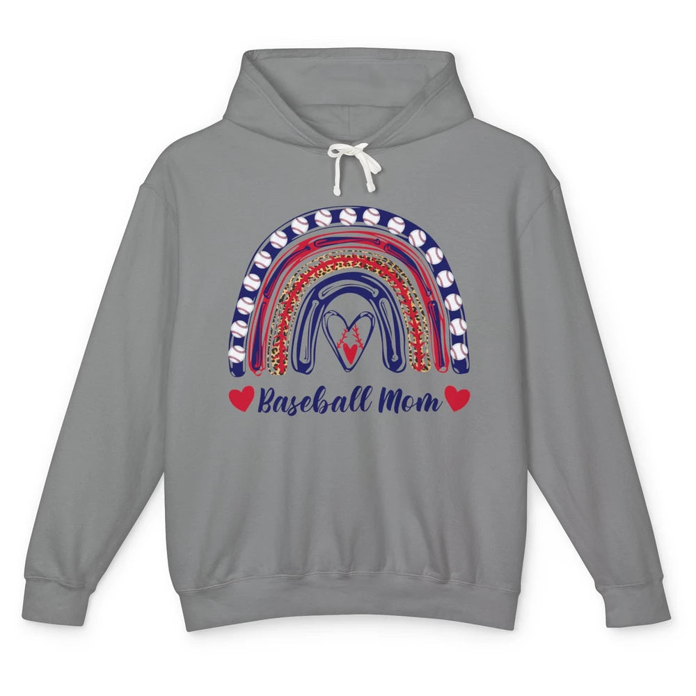 Baseball Mom Leopard Rainbow Proud Baseball Softball Players Unisex Lightweight Hoodie