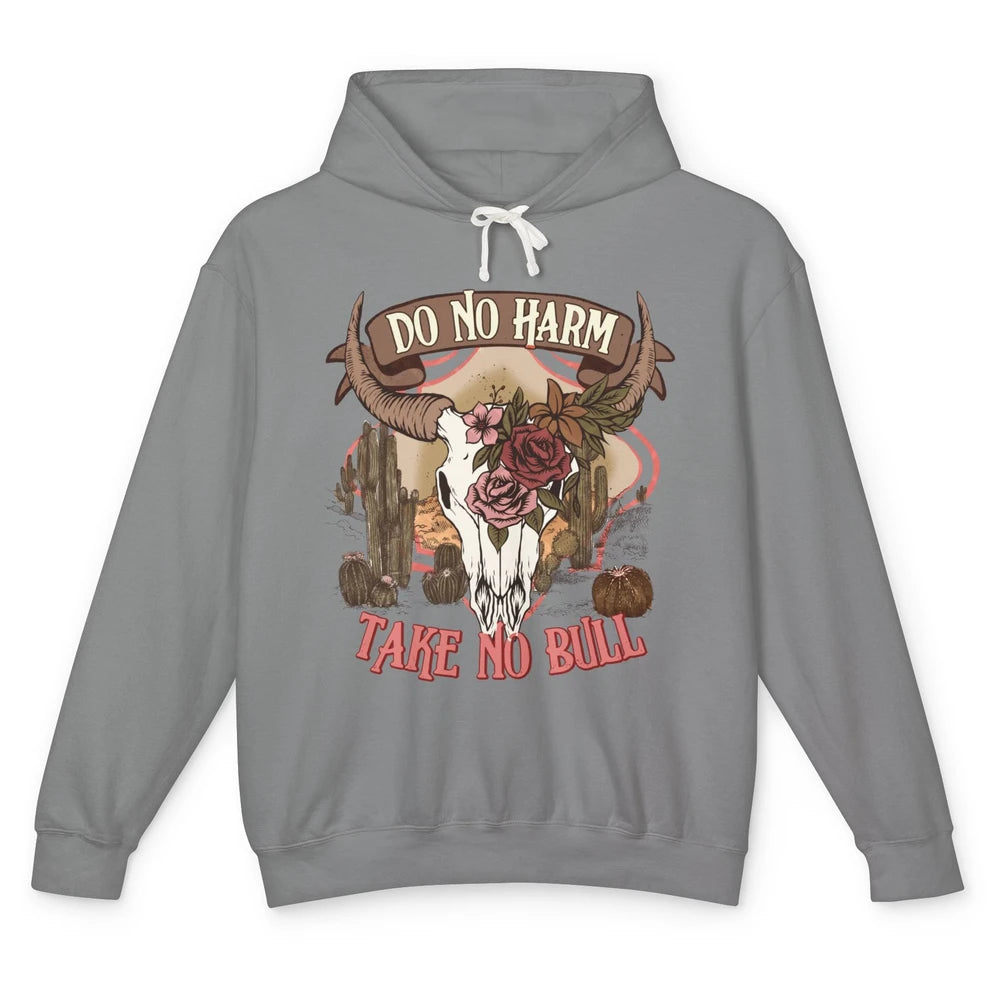 Floral Desert Bull Skull Do No Harm Take No Bull Western Unisex Lightweight Hoodie