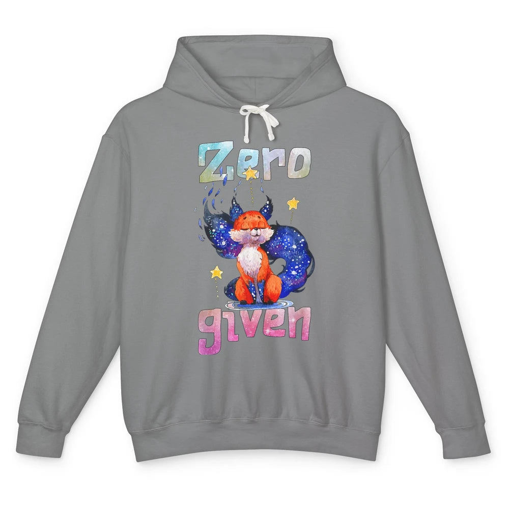 Funny Zero Fox Given Cute Watercolor Animal Sarcastic Foxes Unisex Lightweight Hoodie