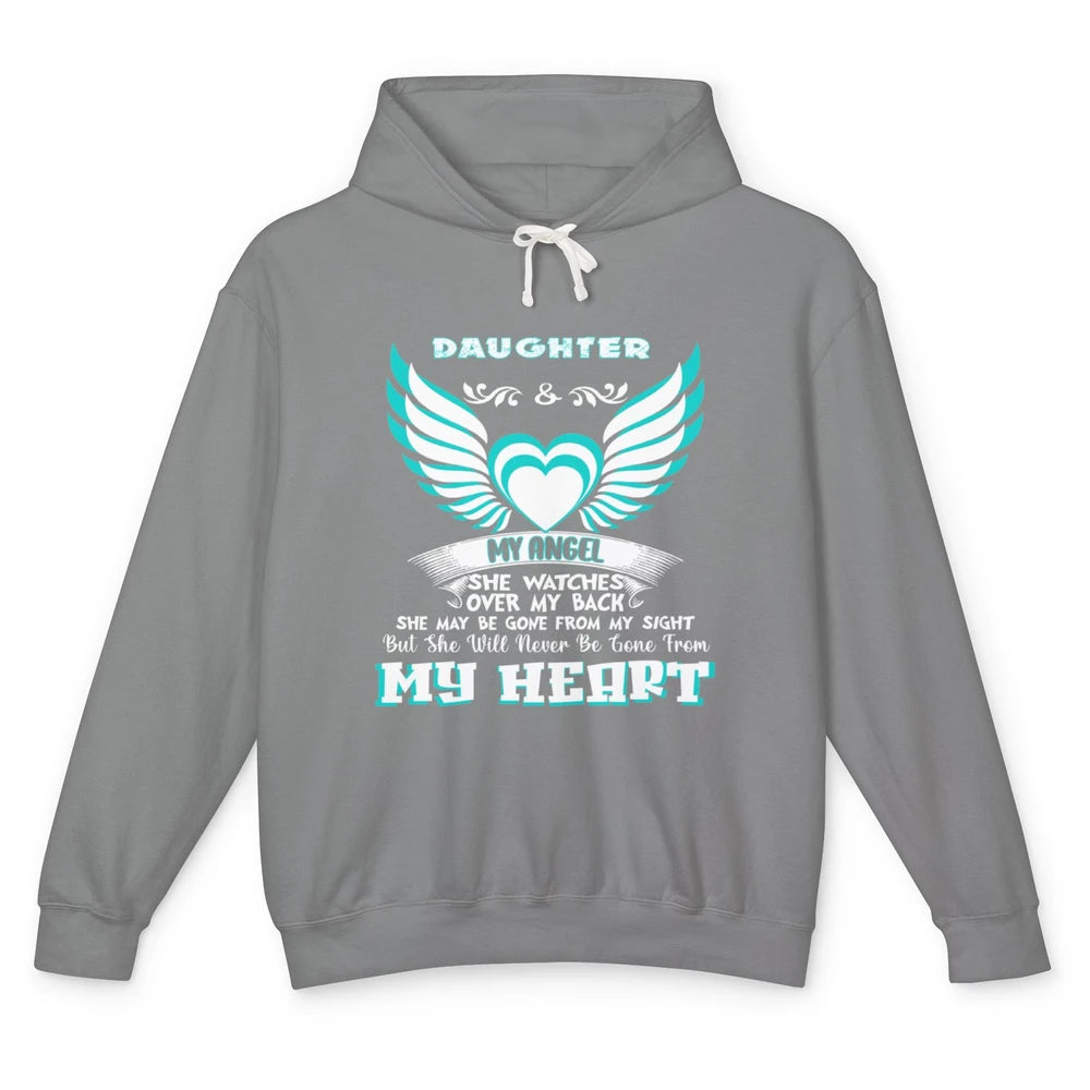 Angel Guardian She Watch Over My Back My Daughter In Heaven Unisex Lightweight Hoodie