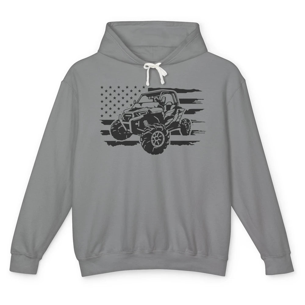 Retro US Flag ATV Side By Side Rider UTV Offroad SXS Life Unisex Lightweight Hoodie