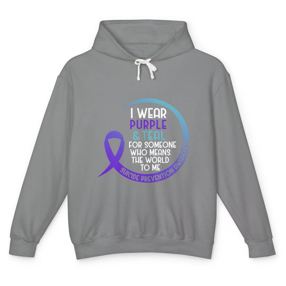 Wear Purple And Teal Ribbon Warrior Suicide Prevention Month Unisex Lightweight Hoodie