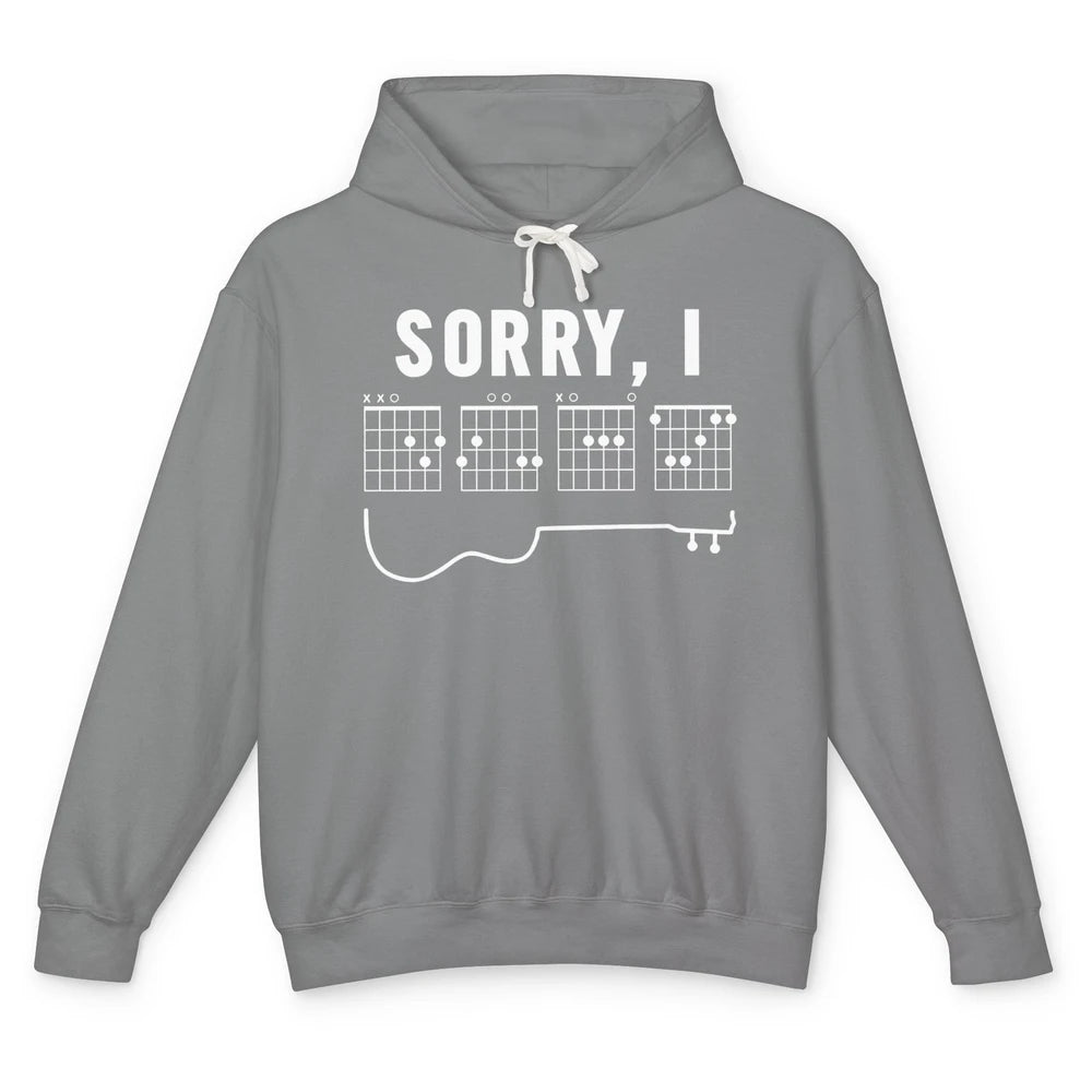 Guitarist Sorry I-DGAF Funny Hidden Message Guitar Chords Unisex Lightweight Hoodie