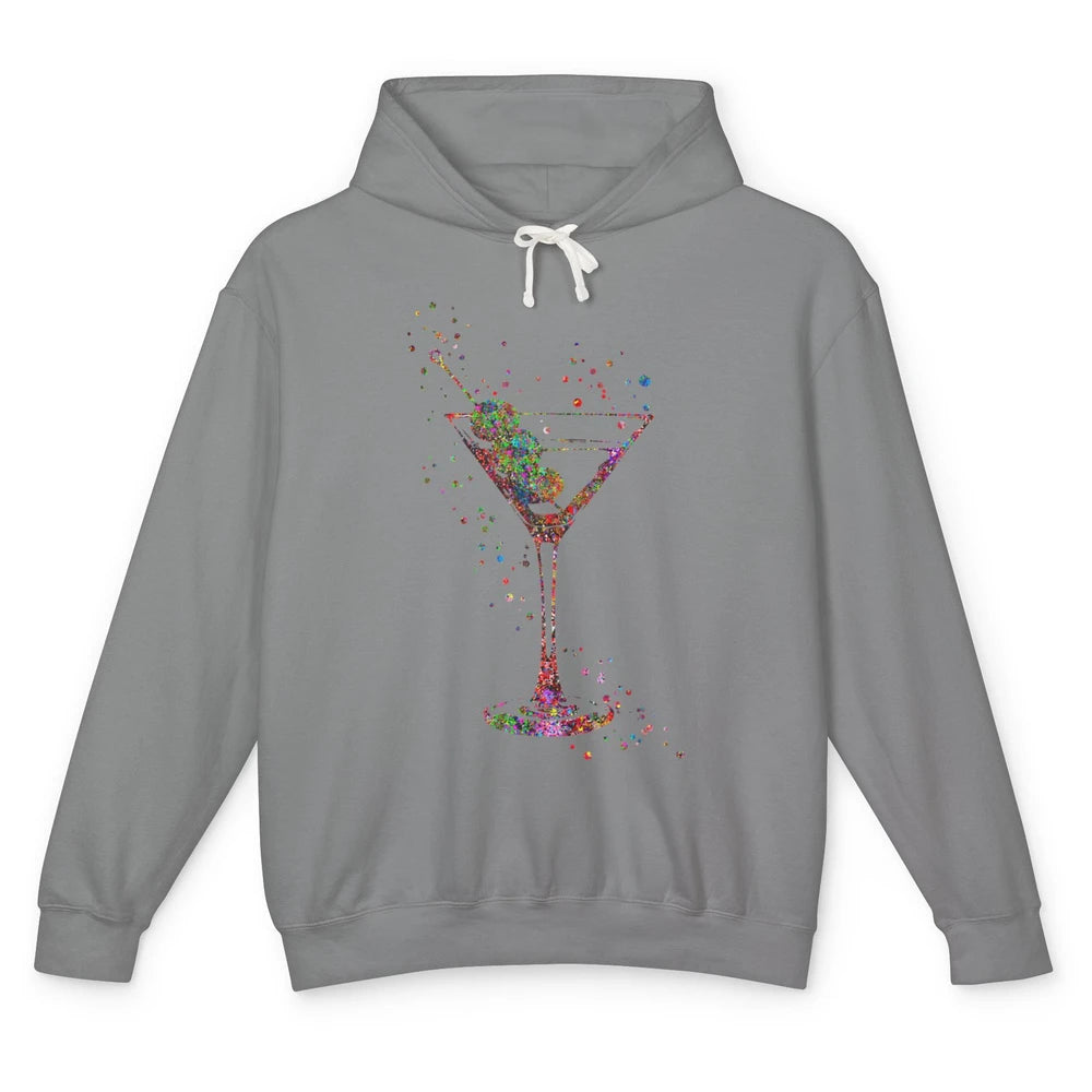 Watercolor Glass Of Martini Cocktails Wine Shot Alcoholic Unisex Lightweight Hoodie