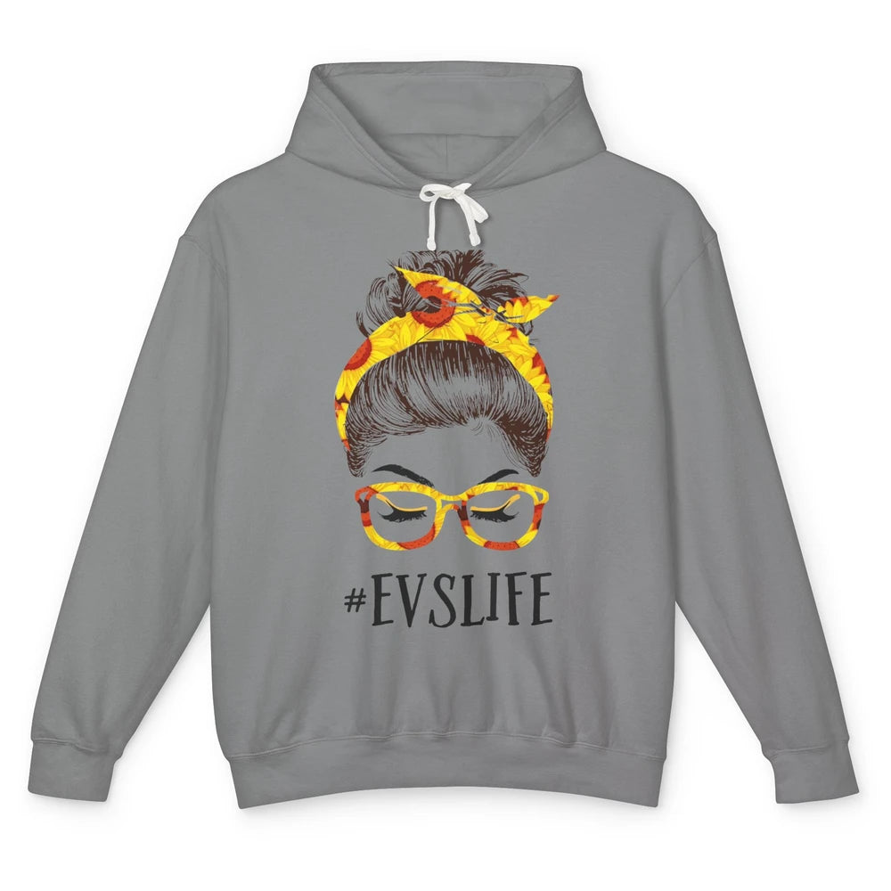 EVS Life Messy Bun Hair Sunflower Headband Appreciation Gift Unisex Lightweight Hoodie