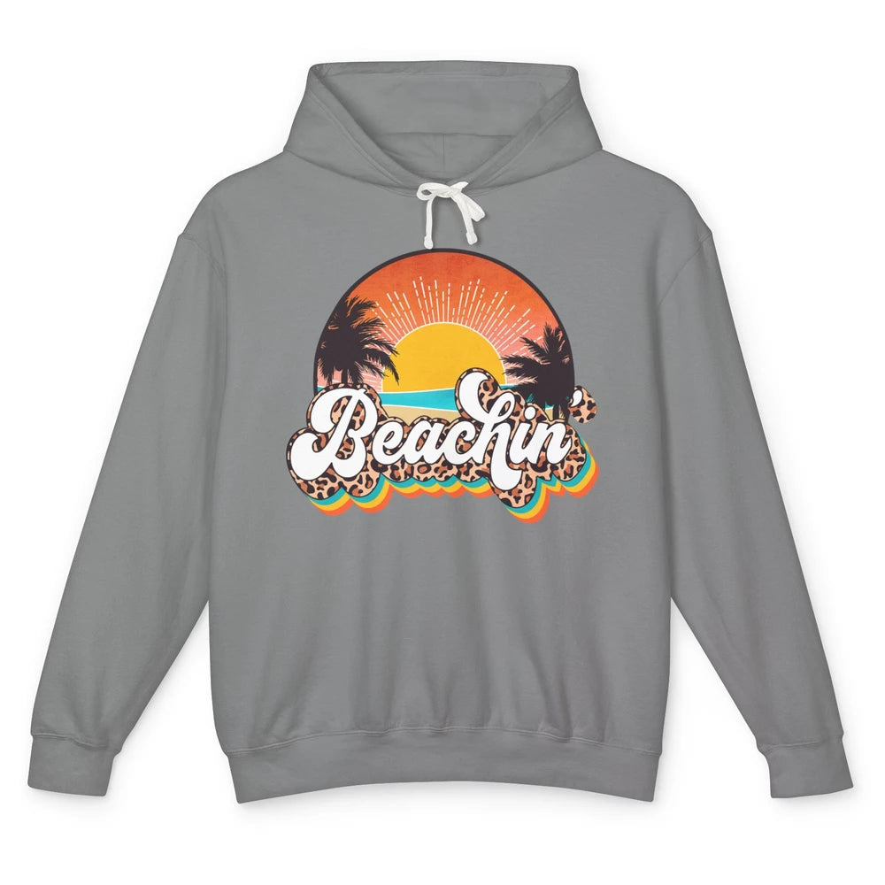 Beachin' Leopard Retro Summer Sunset Beach Lovers Vacation Unisex Lightweight Hoodie