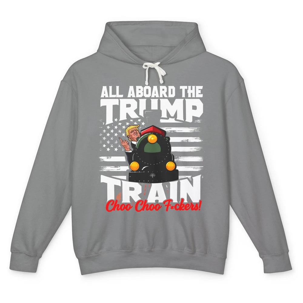 US Flag Trump Return All Abroad The Trump Train Anti Liberal Unisex Lightweight Hoodie