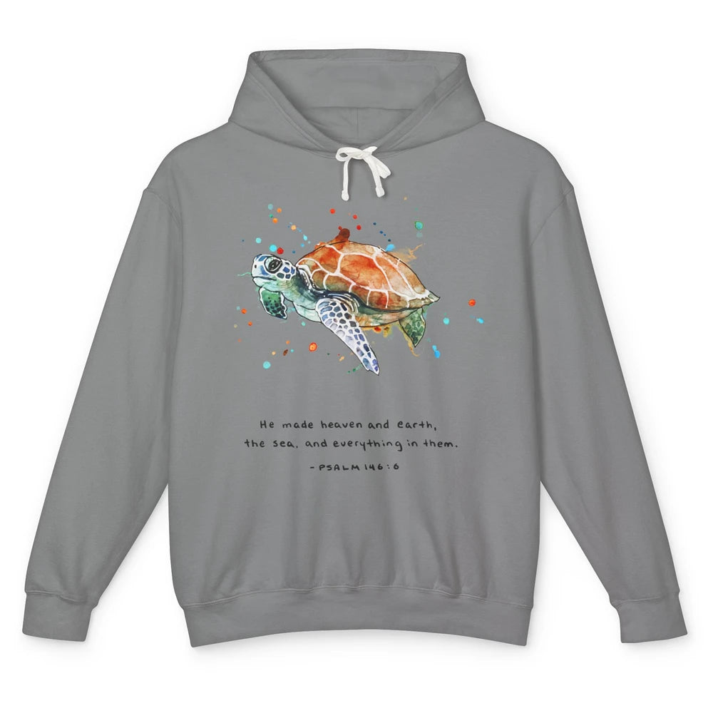 Christian He Made Heaven And Earth Sea Bible Verse Religious Unisex Lightweight Hoodie