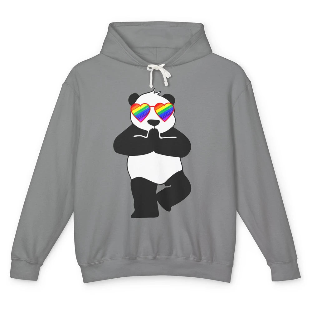 Yoga Panda LGBT Gay Pride Month Rainbow Sunglasses Love Unisex Lightweight Hoodie