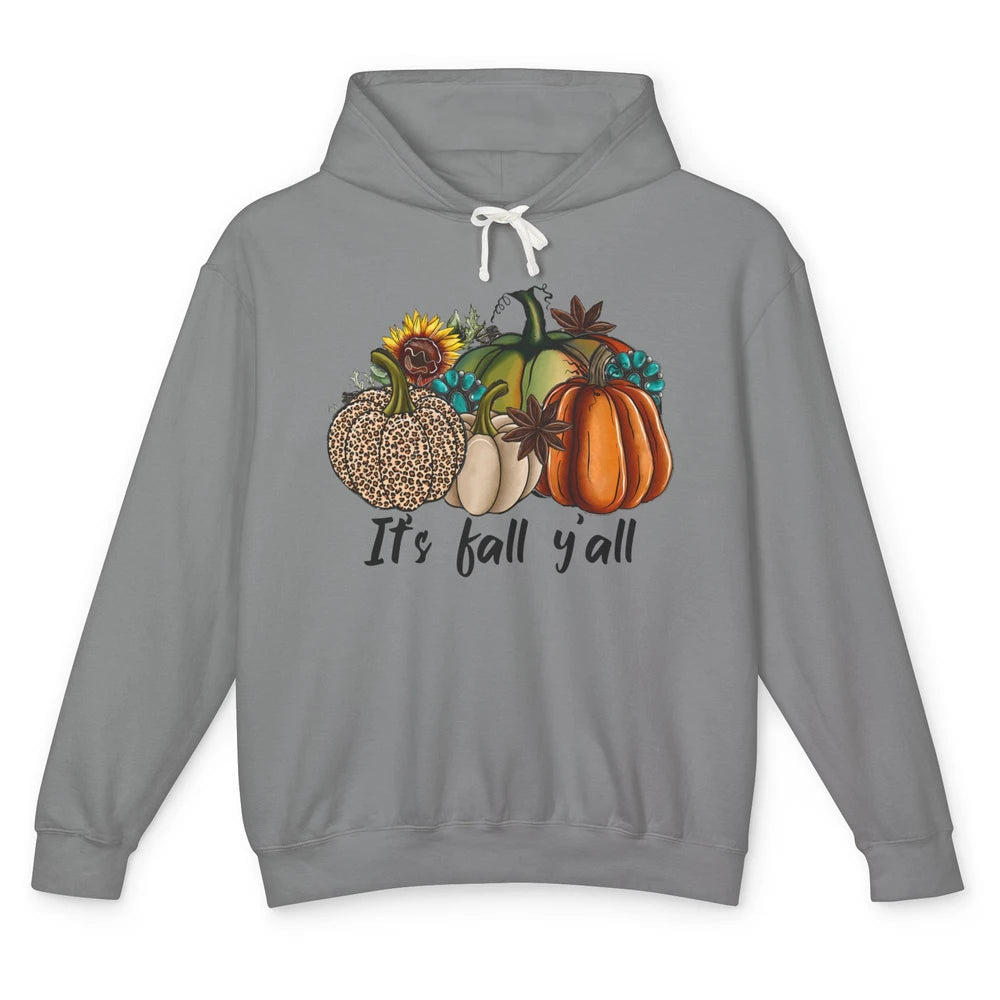 Leopard Pumpkin It's Fall Yall Fall Leaves Western Autumn Unisex Lightweight Hoodie