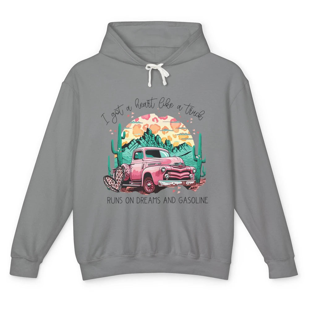 Western Sunset Cowgirl I Got Heart Like Truck Rodeo Cactus Unisex Lightweight Hoodie