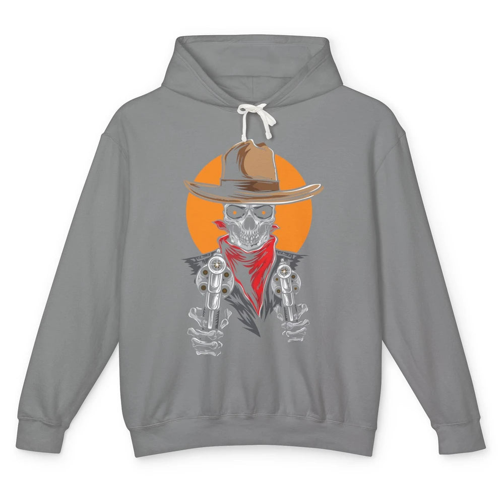 Retro West Wild Cowboy Skull Western Country Rodeo Skeleton Unisex Lightweight Hoodie