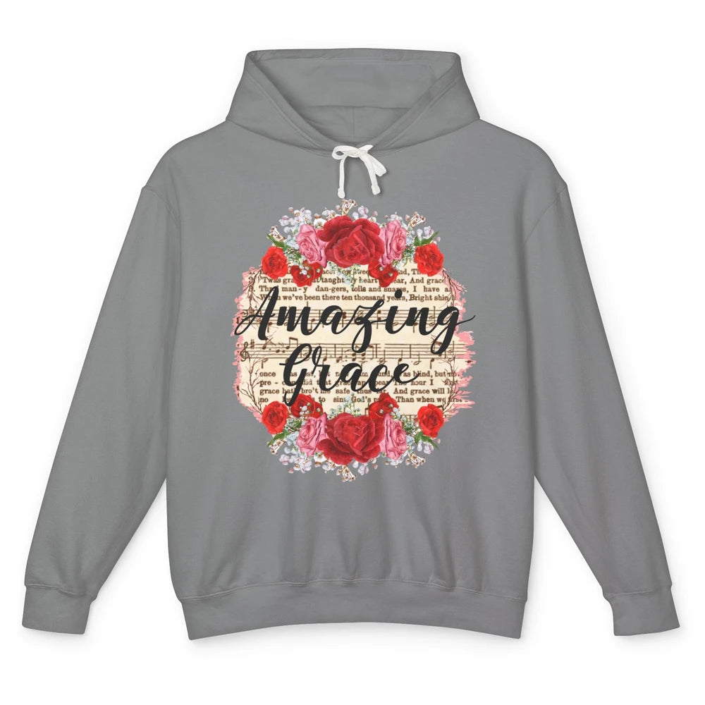 Floral Amazing Grace Jesus Lovers Christian Religious Gift Unisex Lightweight Hoodie