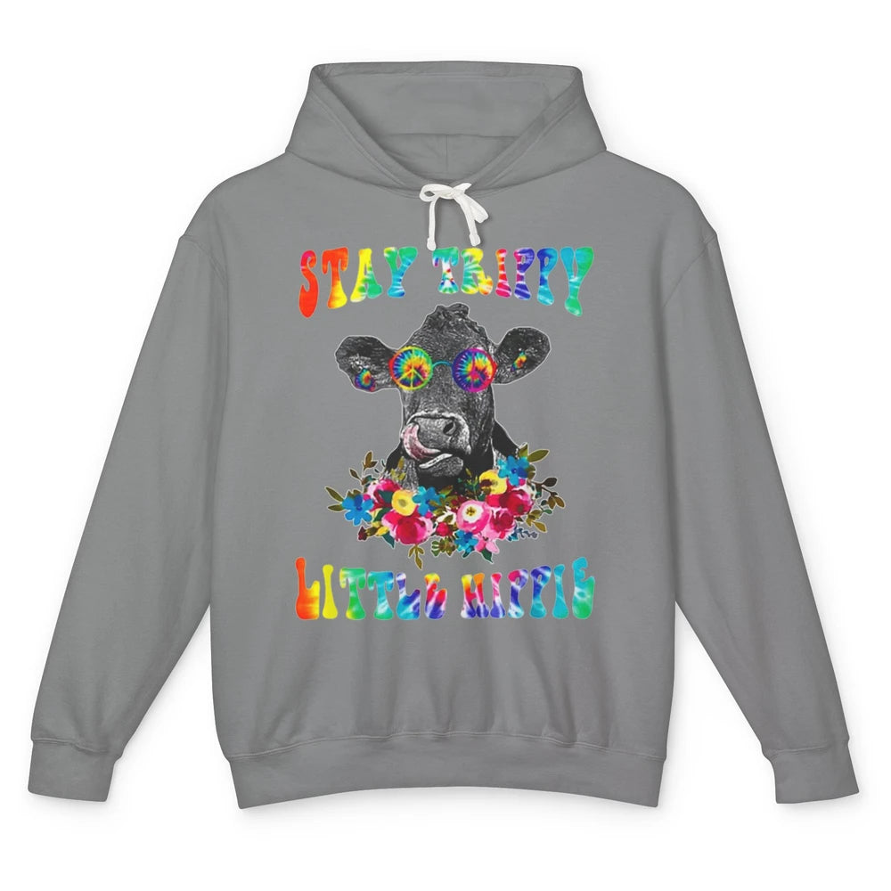 Stay Trippy Little Hippie Heifer Licking Highland Cow Peace Unisex Lightweight Hoodie