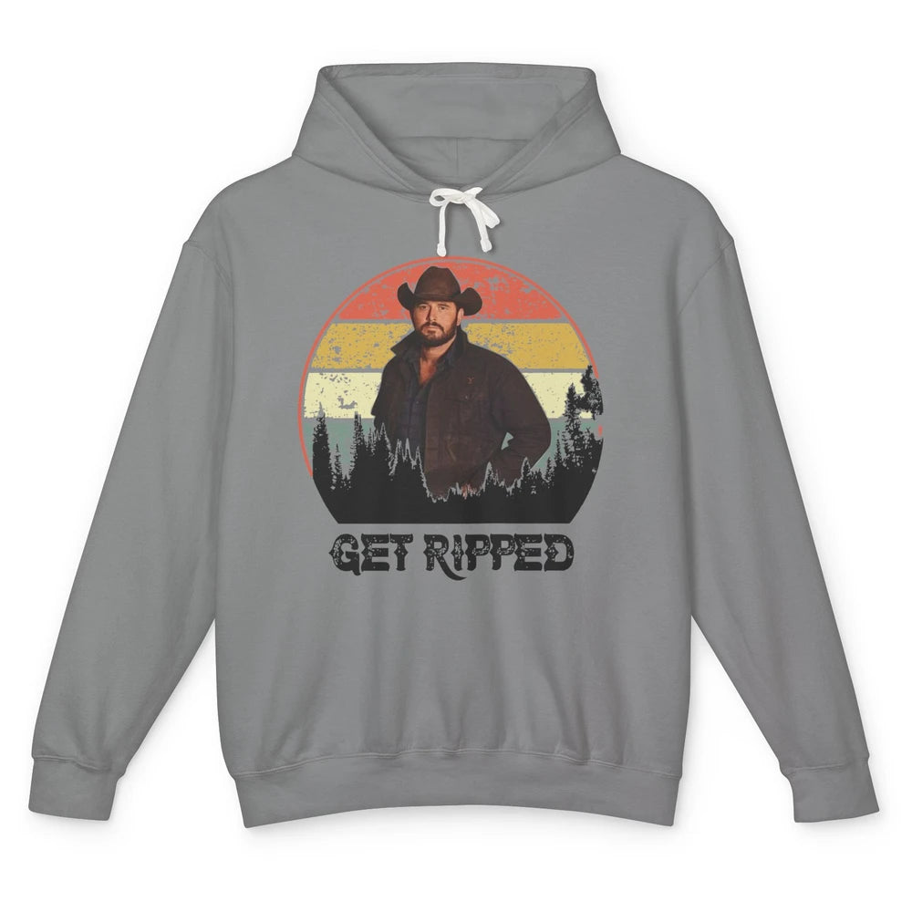 Vintage Cowboy Get Ripped Western Country Music Rodeo Dad Unisex Lightweight Hoodie