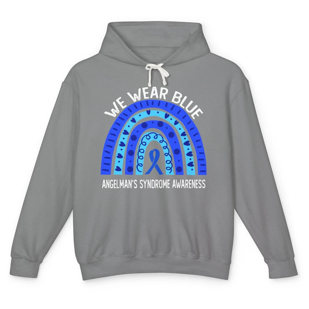 We Wear Blue For Angelman's Syndrome Blue Ribbon Rainbow Unisex Lightweight Hoodie