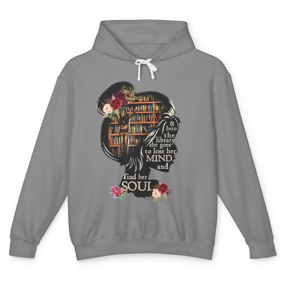 Bookish Into The Library She Goes Booknerd Reading Librarian Unisex Lightweight Hoodie