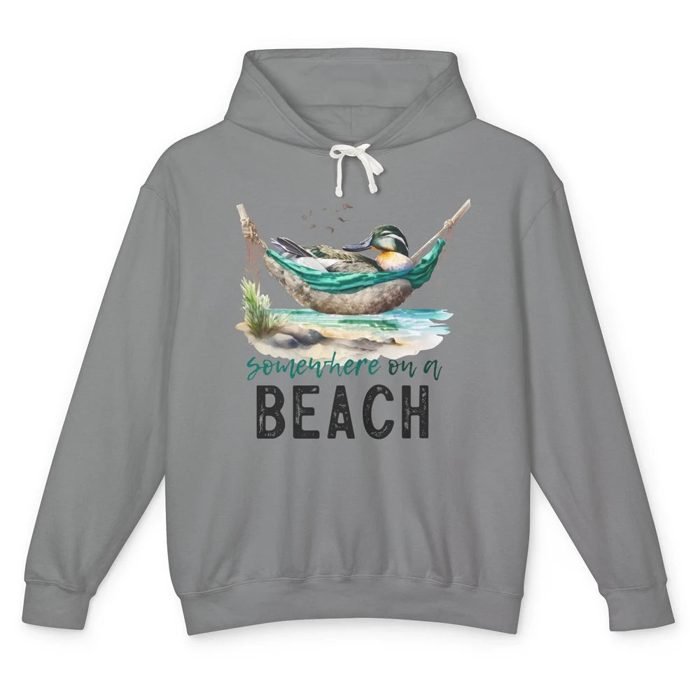 Mallard Duck Somewhere On A Beach Funny Duck Hunting Summer Unisex Lightweight Hoodie