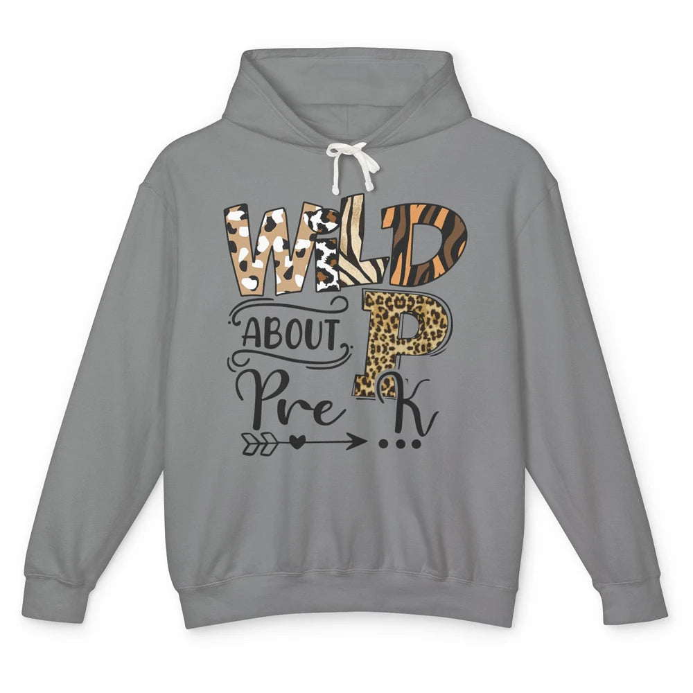 Wild About Pre-K Leopard Preschool Teacher Back To School Unisex Lightweight Hoodie