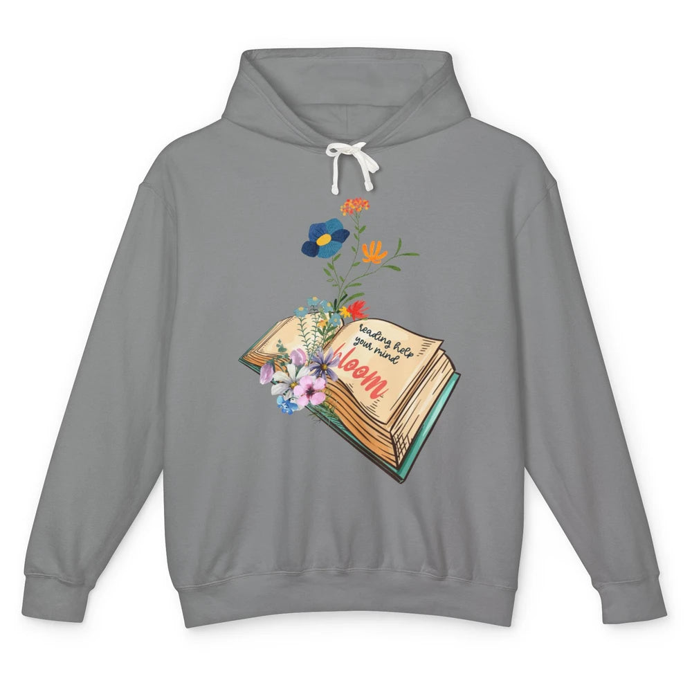 Retro Wildflowers Book Floral Reading Bookworm Teacher Gift Unisex Lightweight Hoodie