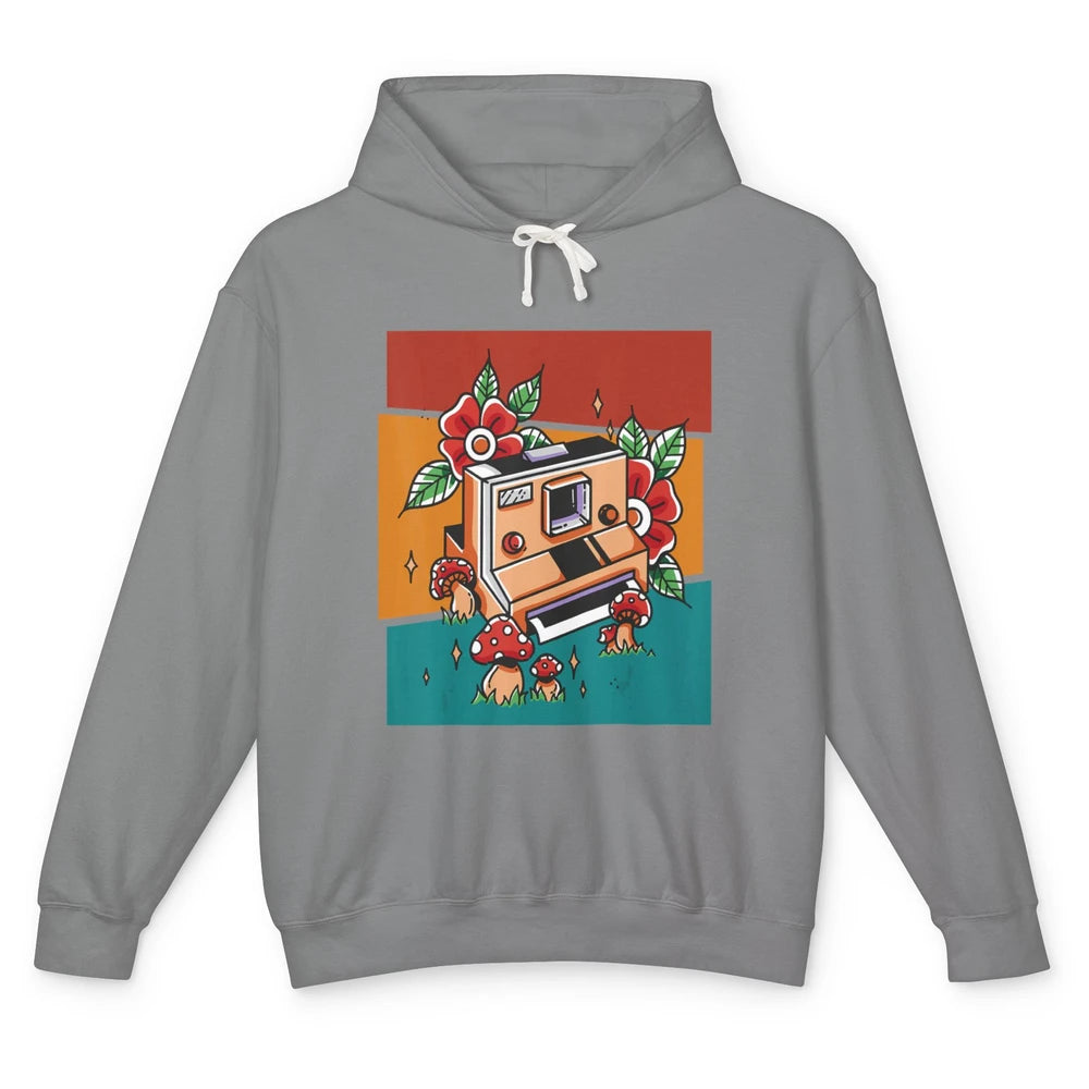 Cute Photography Mushroom Retro Camera Photographer Life Unisex Lightweight Hoodie