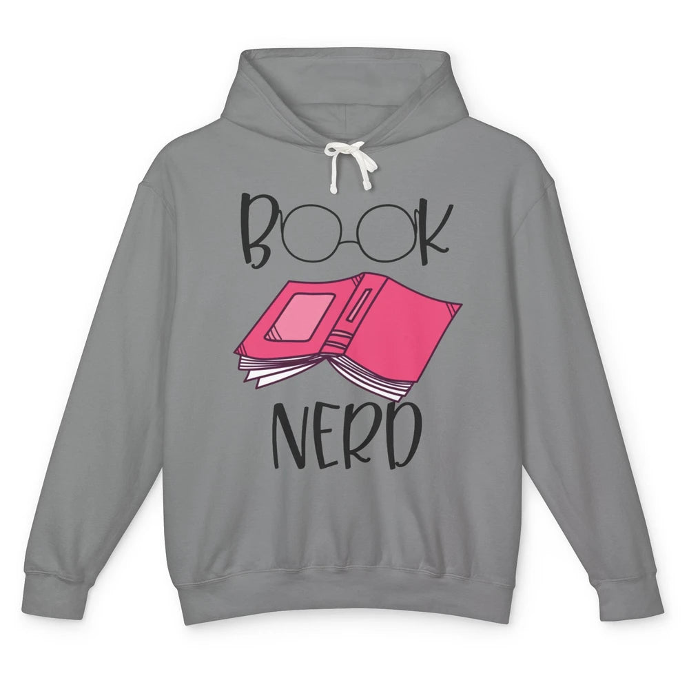 Funny Book Lovers Book Nerd Reading Glasses Librarian Girl Unisex Lightweight Hoodie