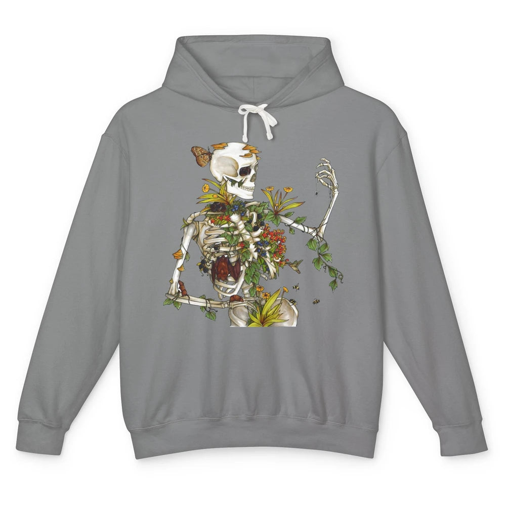 Skeleton Plant Bones and Botany Gardening Plant Lovers Unisex Lightweight Hoodie