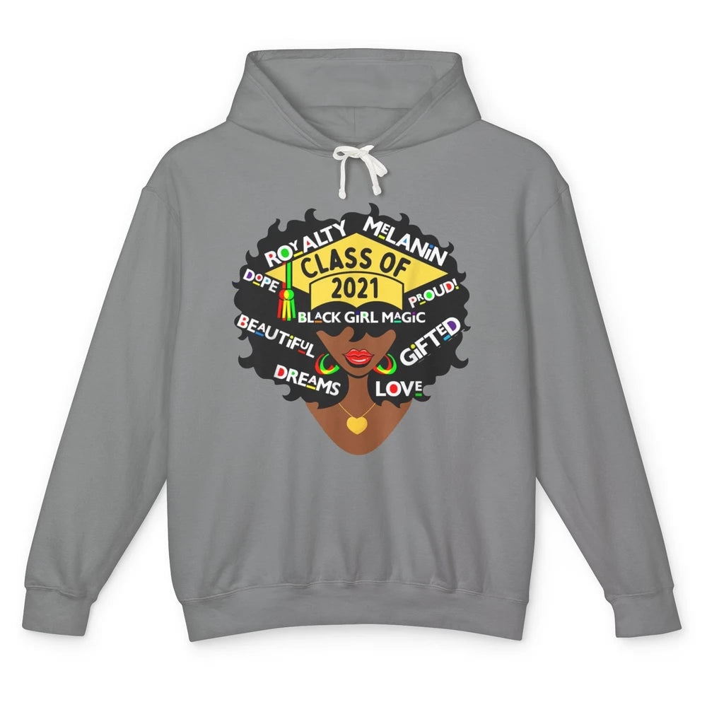 Class Of 2021 Black Educated High School College Graduation Unisex Lightweight Hoodie