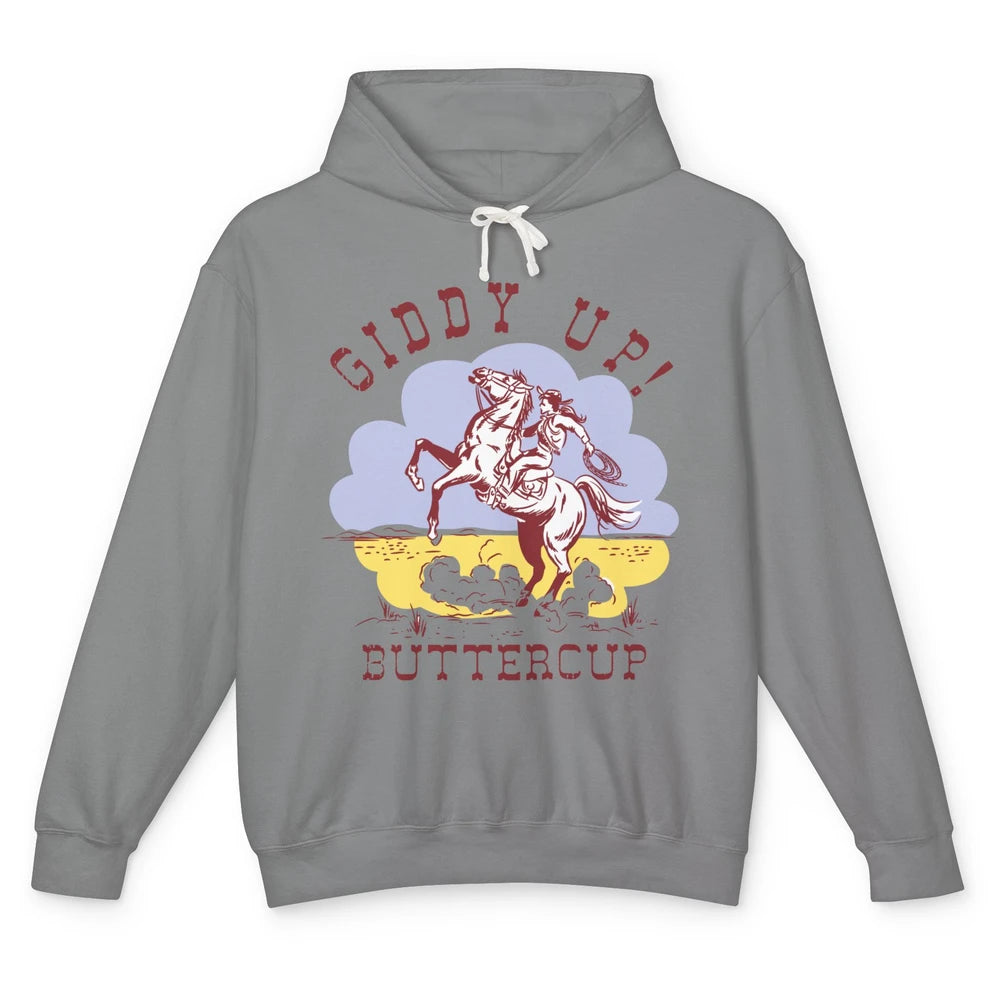 Retro Cowgirl Hold Your Horse Giddy Up Western Cowboy Gift Unisex Lightweight Hoodie