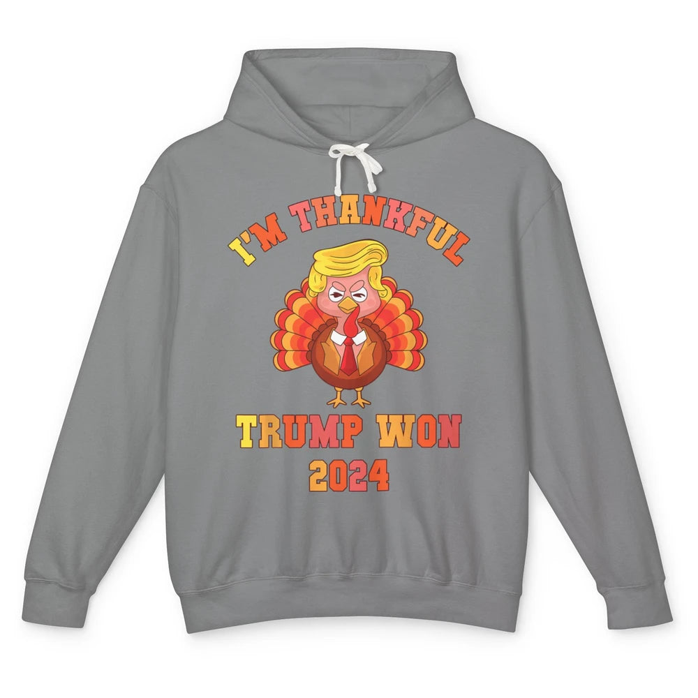 Funny Donald Trump Make Thanksgiving Great Again Thankful Trump Won Republican Unisex Lightweight Hoodie