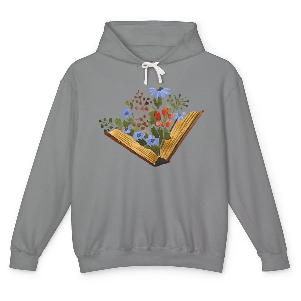 Retro Wildflowers Book Reading Bookworm Teacher Librarian Unisex Lightweight Hoodie