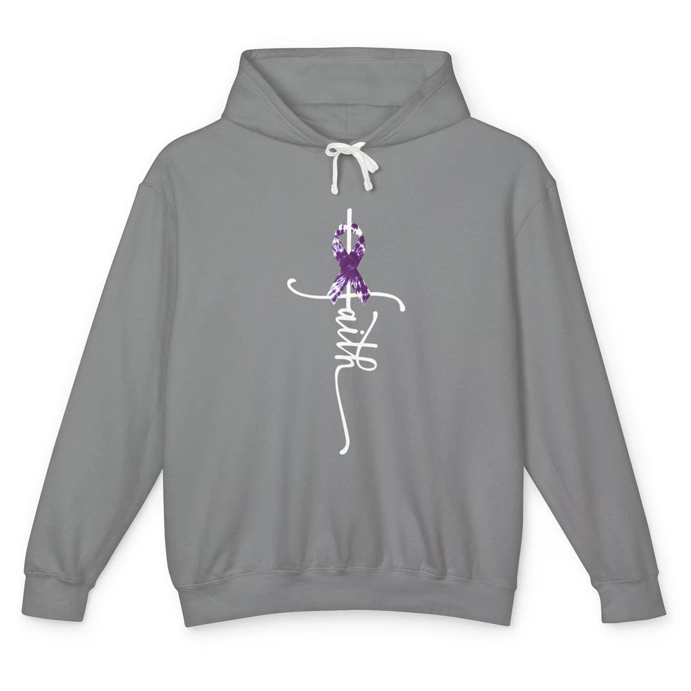 Faith Overdose Awareness Cross Purple Ribbon Tie Dye Warrior Unisex Lightweight Hoodie