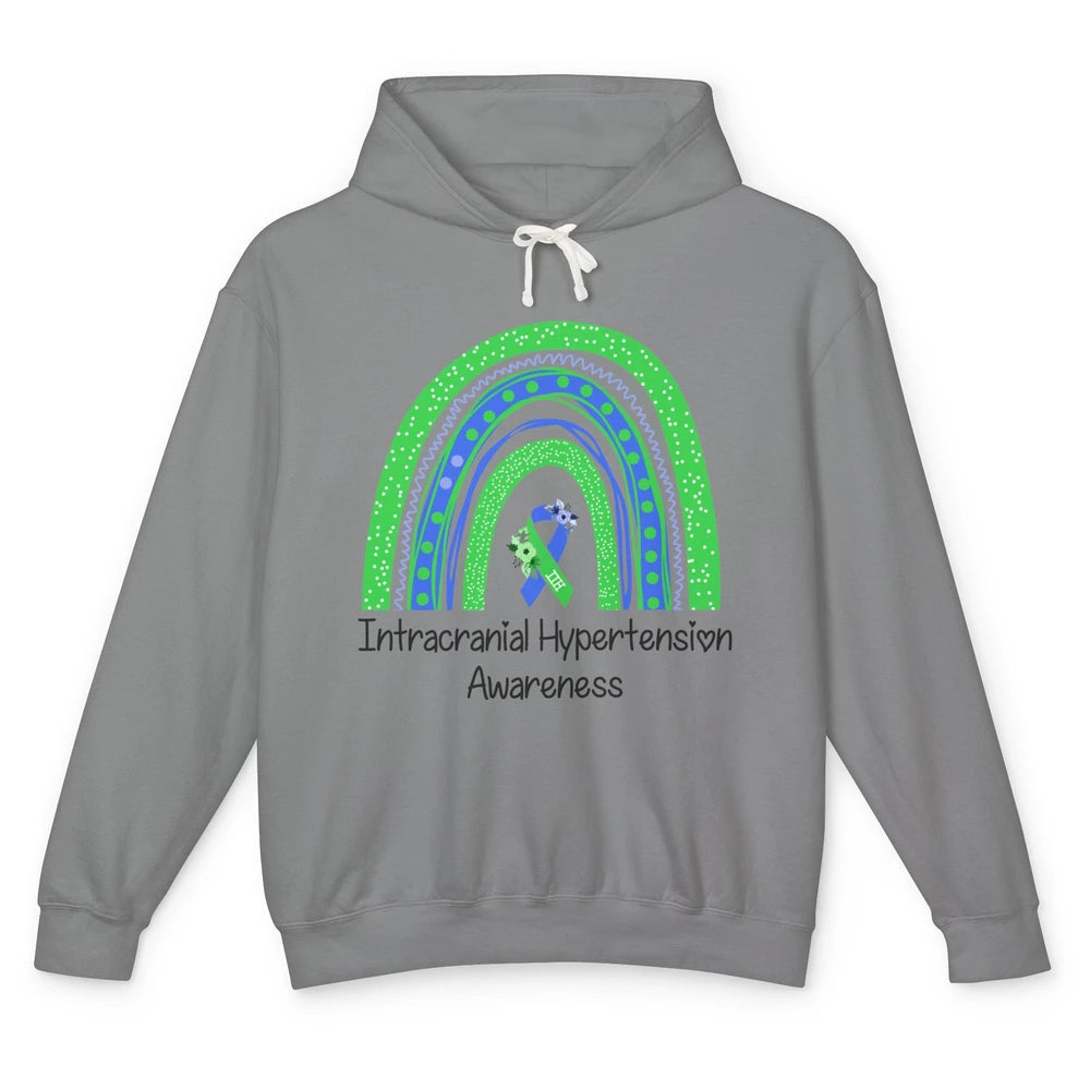 Intracranial Hypertension IIH Awareness Blue Green Rainbow Unisex Lightweight Hoodie