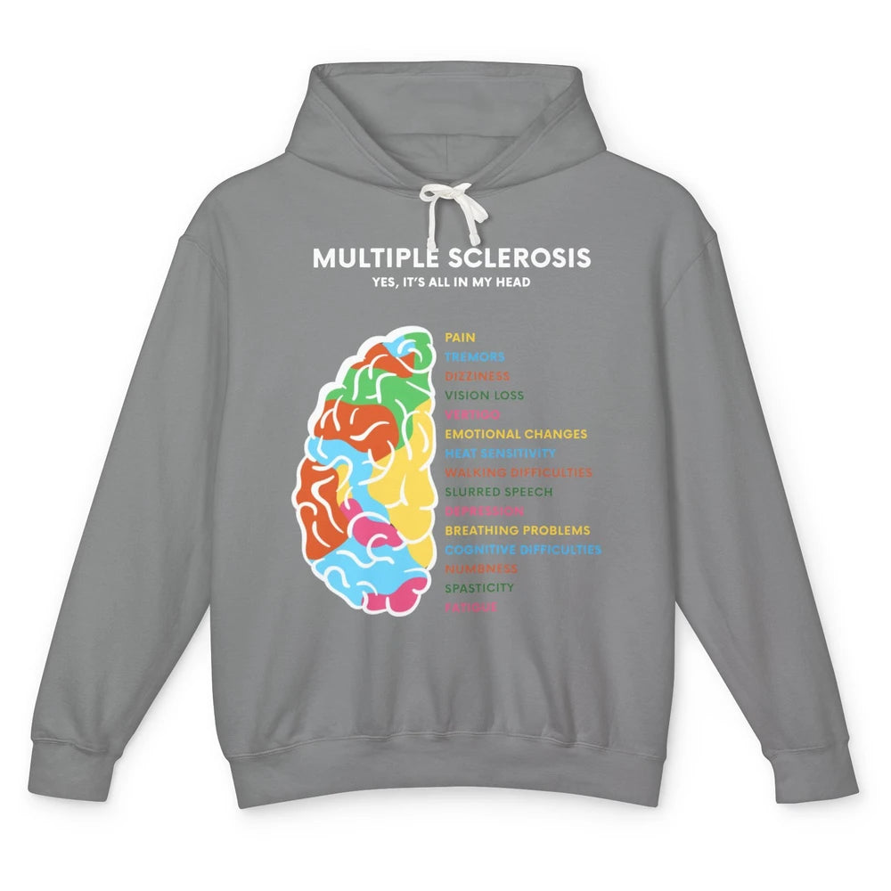 Multiple Sclerosis Awareness Its All In My Head Ms Ribbon Unisex Lightweight Hoodie