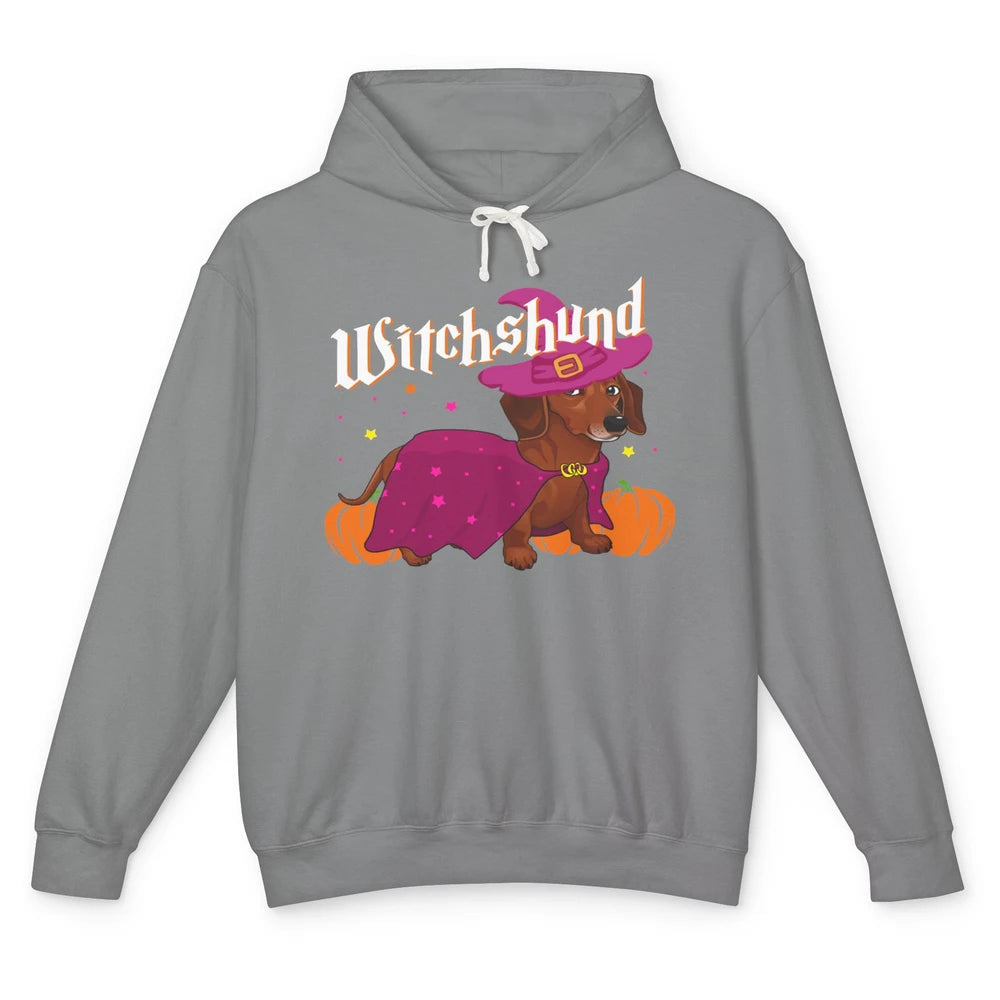 Dachshund Dog Witch Boo Moon Pumpkin Halloween Spooky Season Unisex Lightweight Hoodie