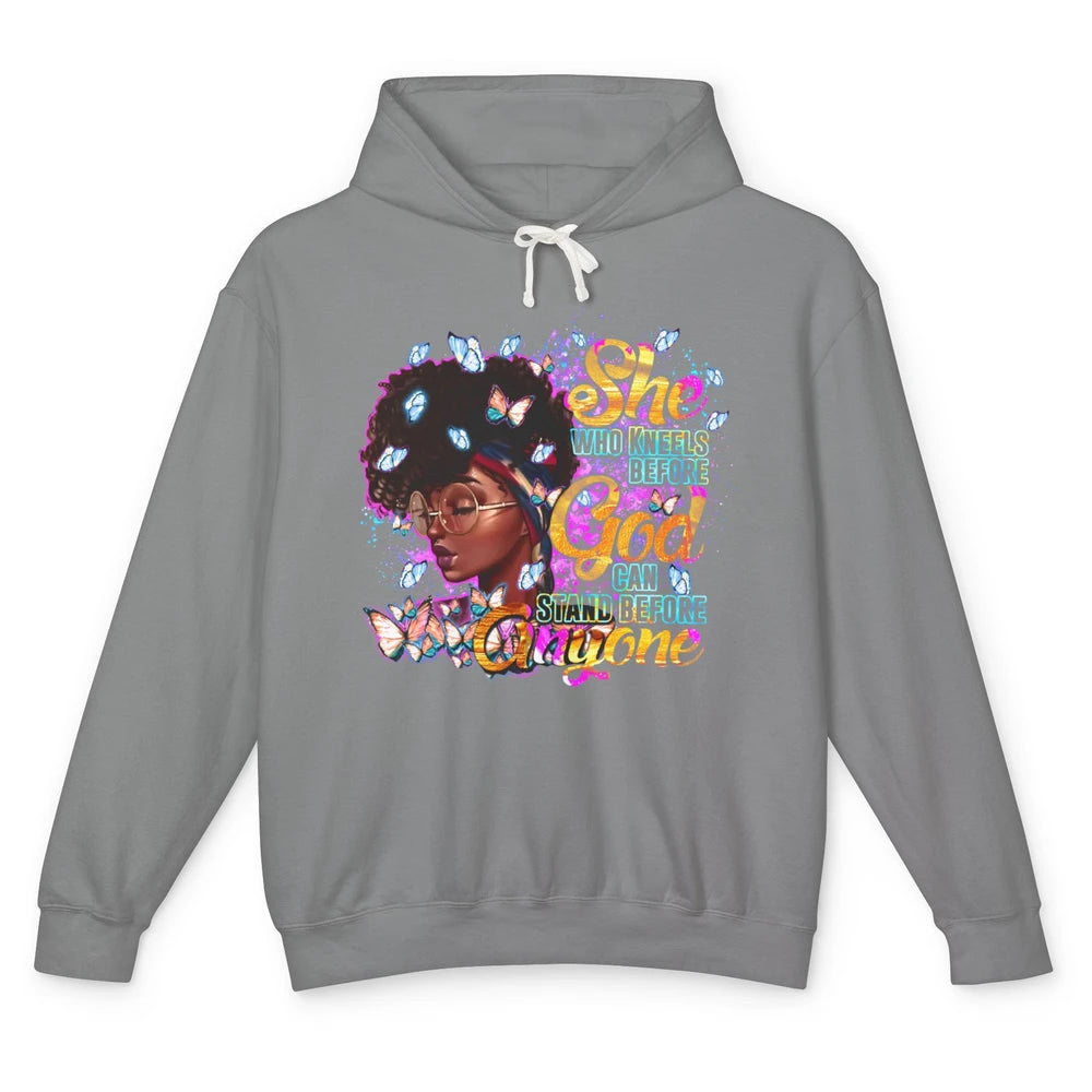 Black Girl She Who Kneels Before God Christian Afro Women Unisex Lightweight Hoodie