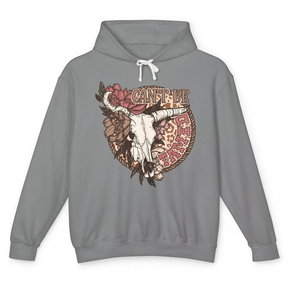 Floral Boho Bull Skull Can't Be Tamed Desert Western Country Unisex Lightweight Hoodie